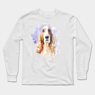 Basset Hound Dog Watercolor Portrait Long Sleeve T-Shirt